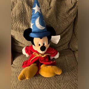 Large Fantasia Sorcerer Mickey Mouse Plush 22" Disney Store Toy